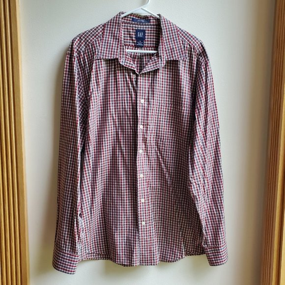 NWOT GAP 100% Cotton Fitted Plaid Shirt Size XL - Picture 5 of 16